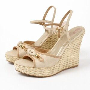 Lilly Pulitzer Womens Sandals 9M Just Little Knotty Wedge Casual Preppy Nautical